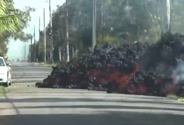 Wall of Lava Devours Car [VIDEO]