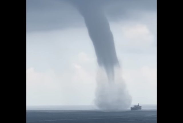 Giant Waterspout Scores Direct Hit on Ship