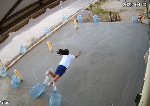 Kid Faceplants into Wet Cement