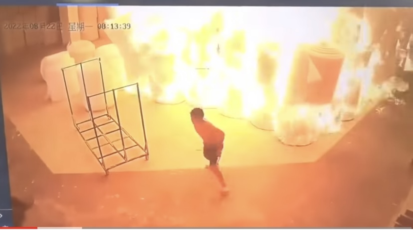 He wanted to see if foam was flammable… Then he found out. (video)