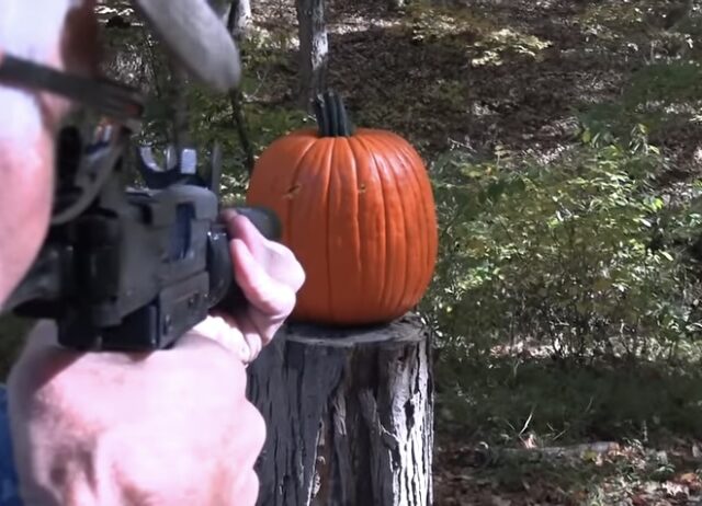 Yes. This guy is carving a pumpkin with an Uzi (video)