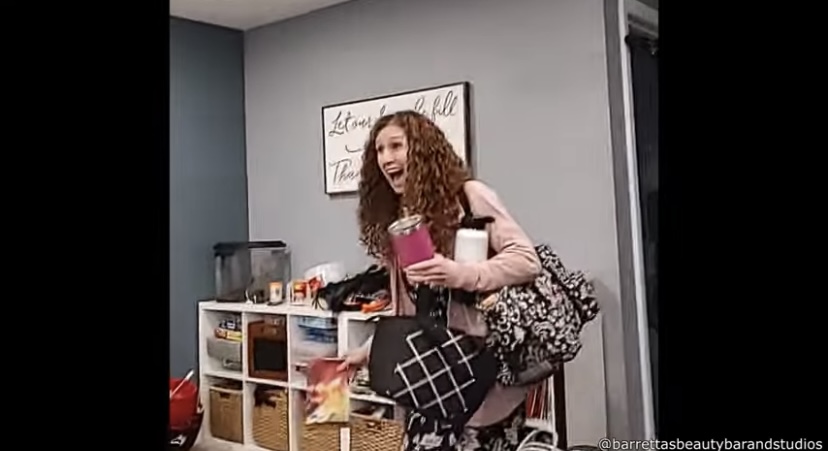 Listen to her scream when she sees what her husband did.  (video)