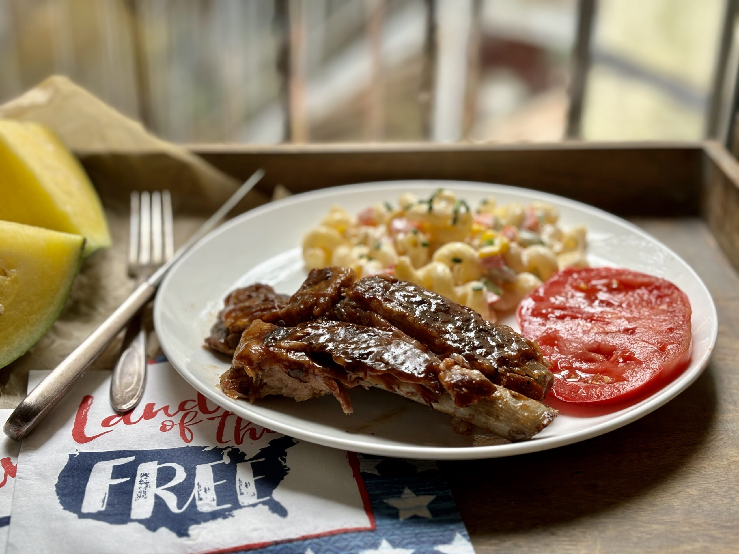St Louis style ribs, macaroni salad and a very Happy 4th of July
