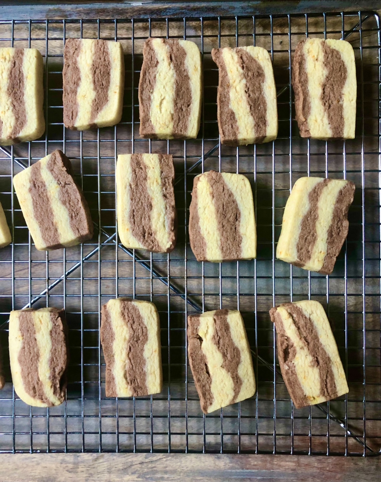 Cardamom, orange and chocolate ribbon cookies