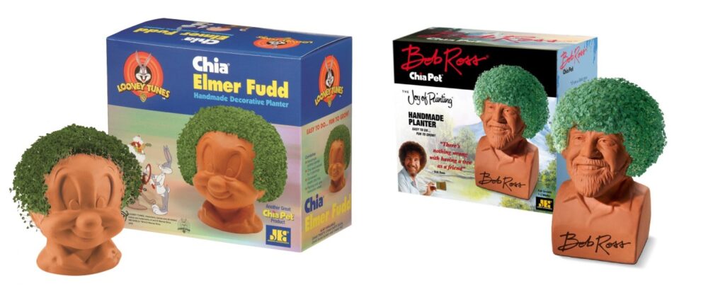 Chia Pets Elmer Fudd and Bob Ross