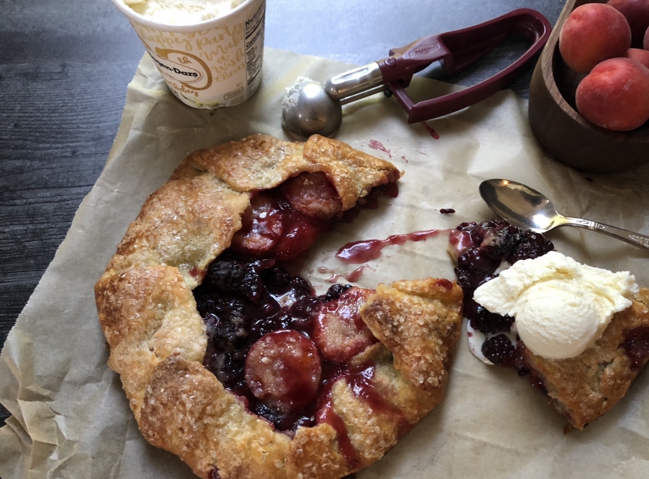 Summer fruit has (almost) arrived.. blackberry/apricot galette