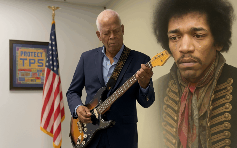 A Very Sad Jimi Hendrix Watches Hank Johnson Play Hey Trump