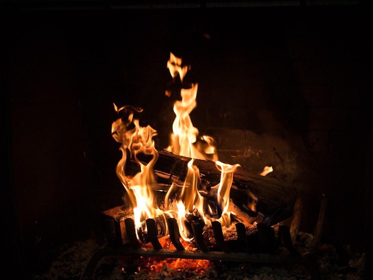 Fireplace with Christmas Guitar music. Have a wonderful holiday.