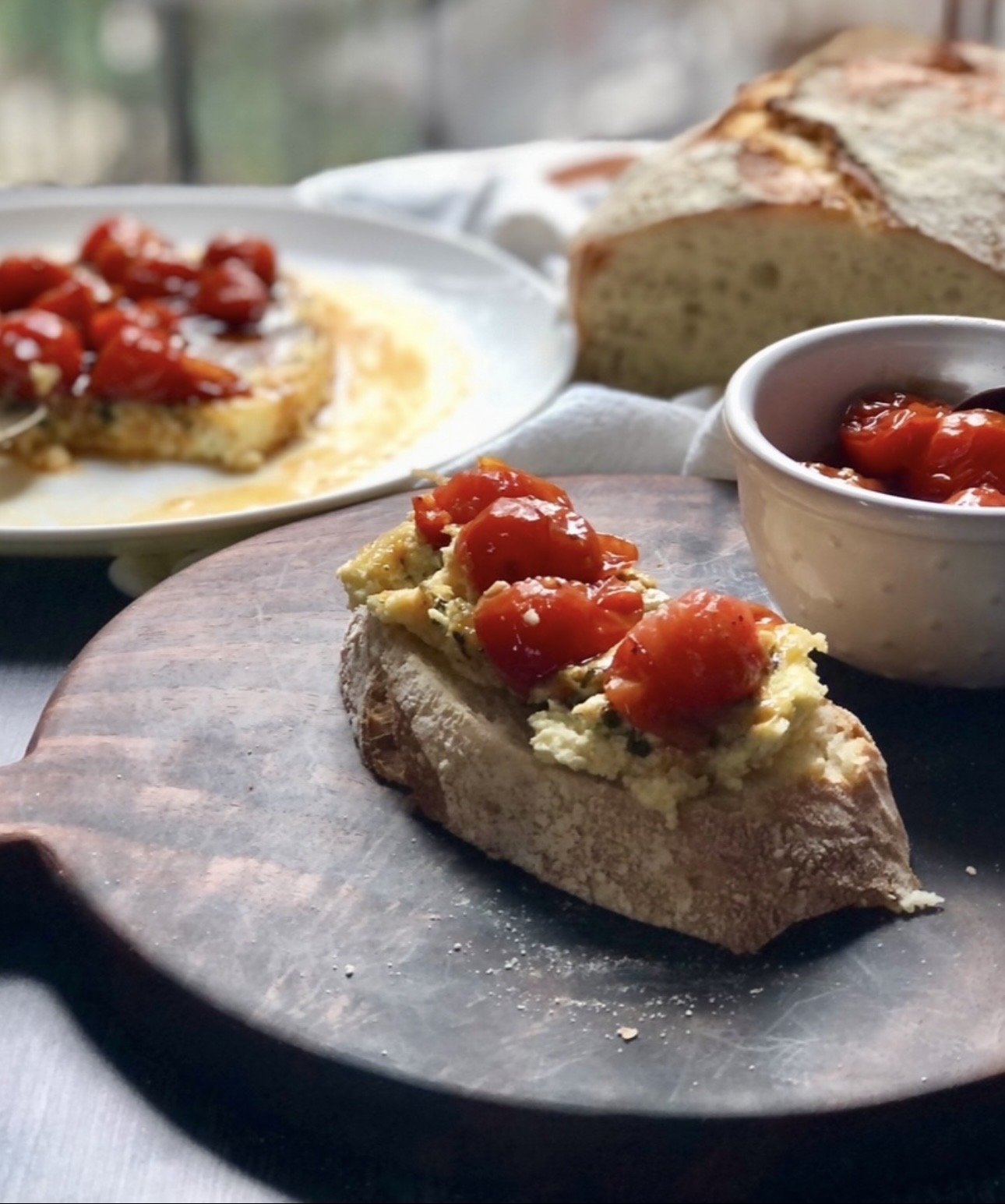 Baked ricotta and jammy tomatoes