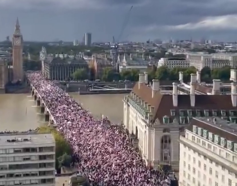 Massive turnout in London for Unite the Kingdom rally.
