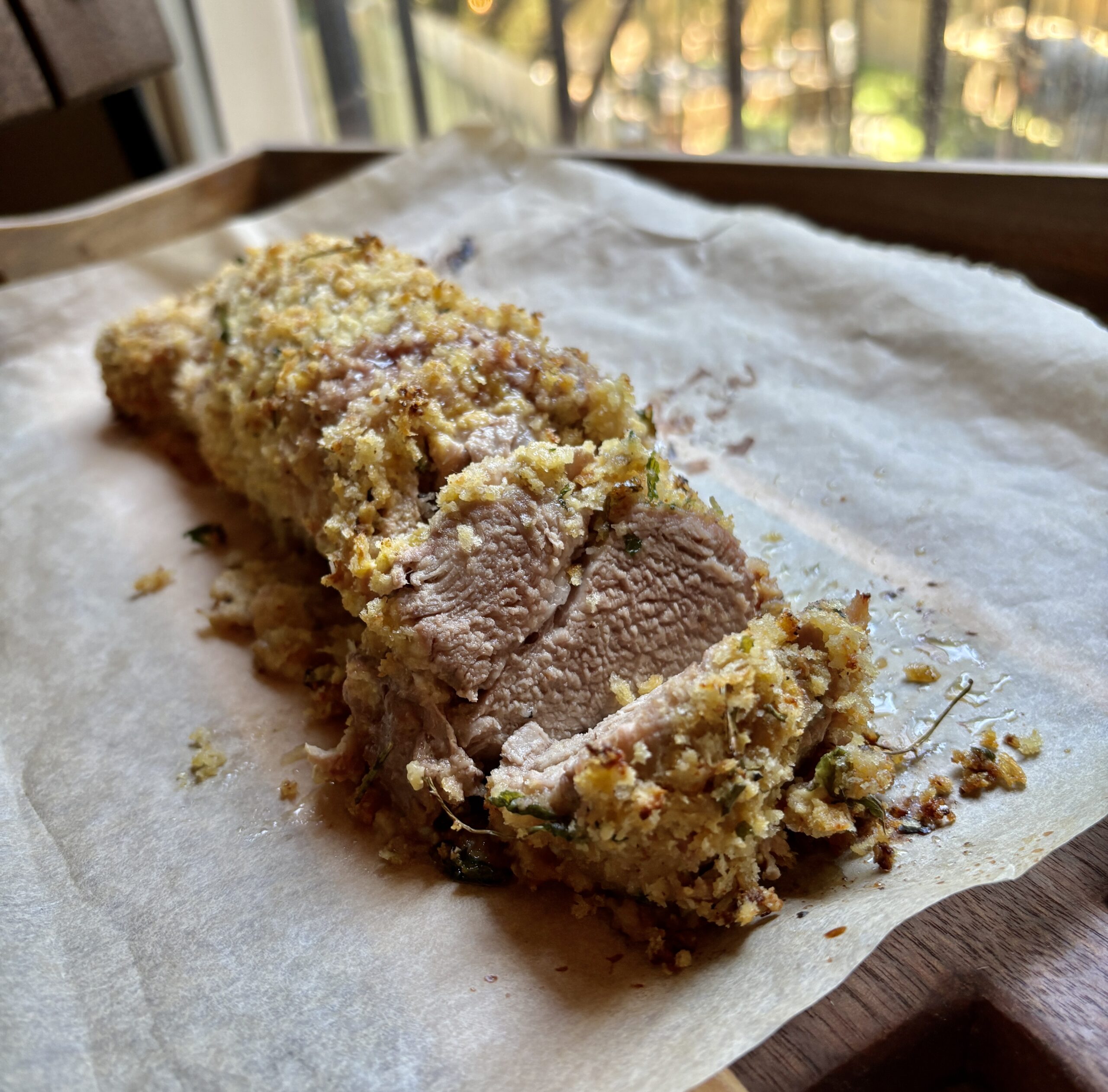 Herb panko crusted pork tenderloin